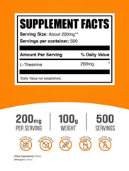 BulkSupplements detalle del polvo de L-Theanine, textura fina y pura