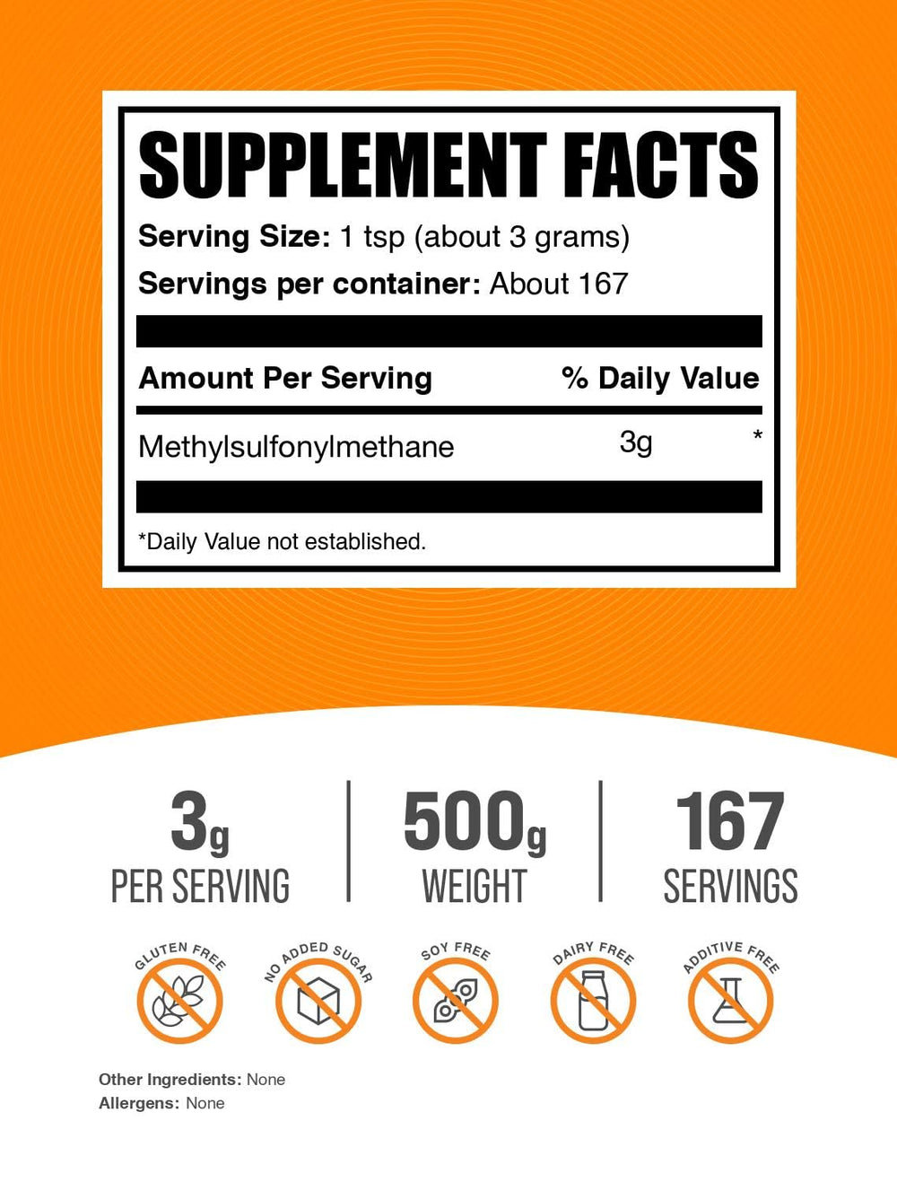 BulkSupplements acercamiento a la textura del polvo MSM, fácil de mezclar