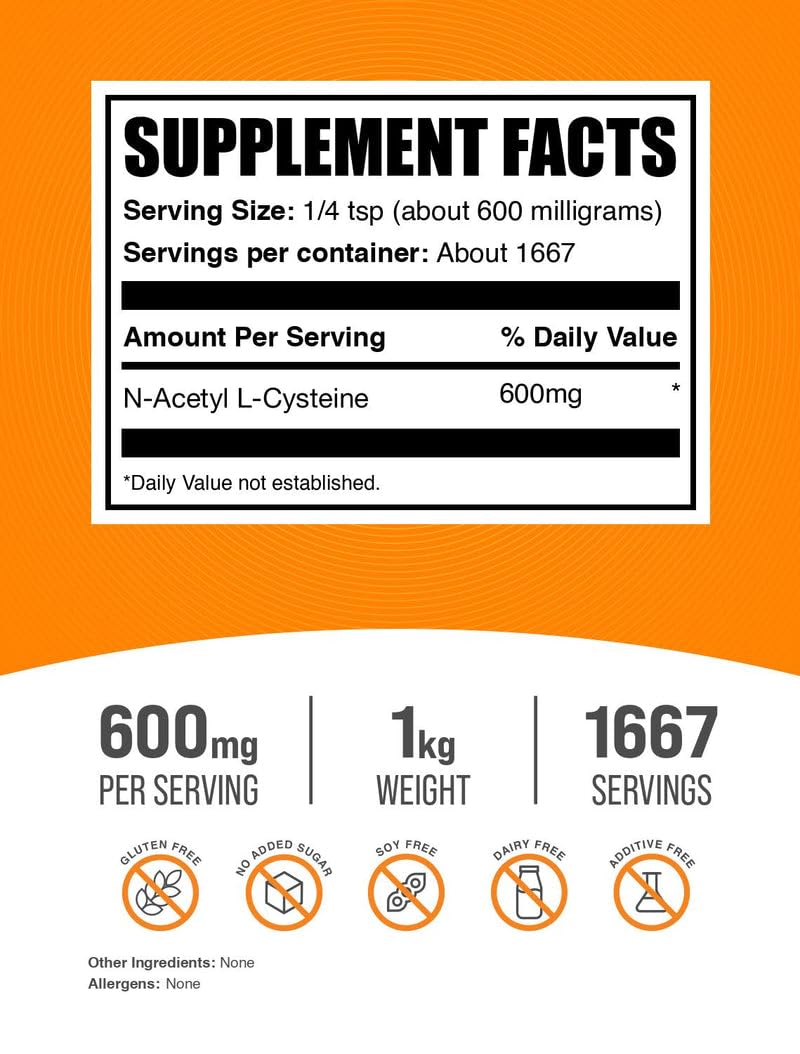 BulkSupplements detalle de polvo NAC sin sabor resaltando textura fina y pureza