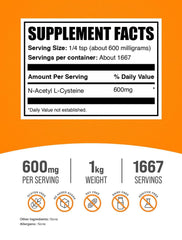 BulkSupplements detalle de polvo NAC sin sabor resaltando textura fina y pureza