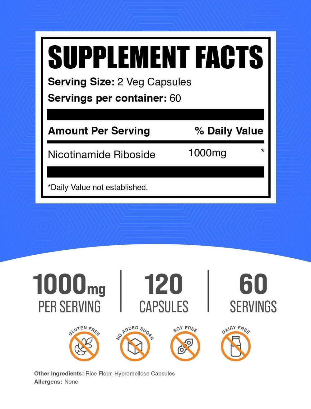 BulkSupplements detalle de cápsulas NR para apreciar tamaño y recubrimiento fácil de tragar