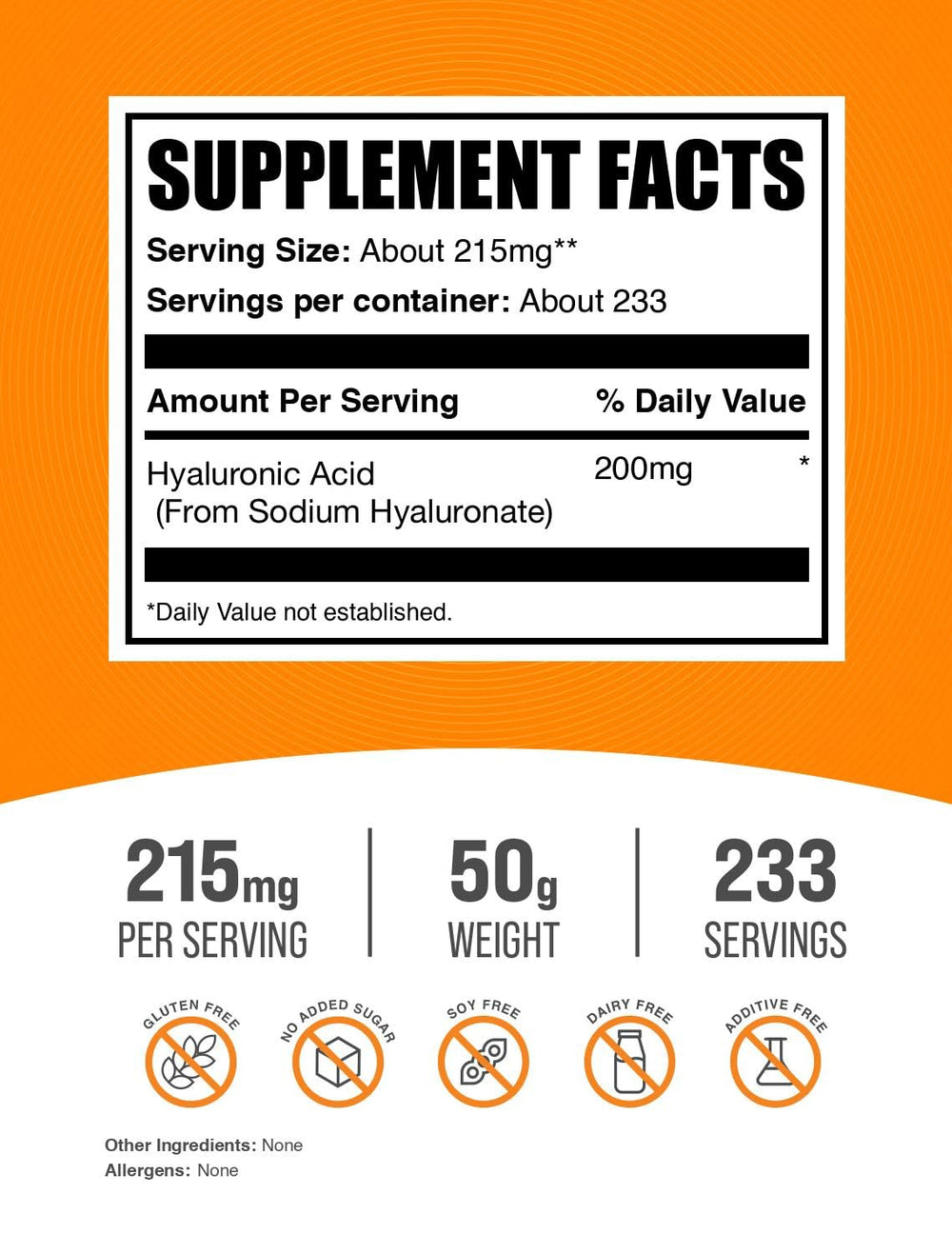 BulkSupplements primer plano del polvo de sodium hyaluronate con textura fina