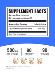 BulkSupplements cápsulas TUDCA en primer plano, muestra pureza y formato práctico