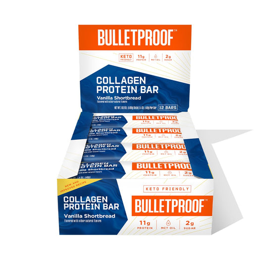 Bulletproof barritas colageno vainilla pack 12 para snack keto con MCT