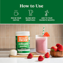 Bulletproof batido proteico con polvo de colágeno para recuperación y energía