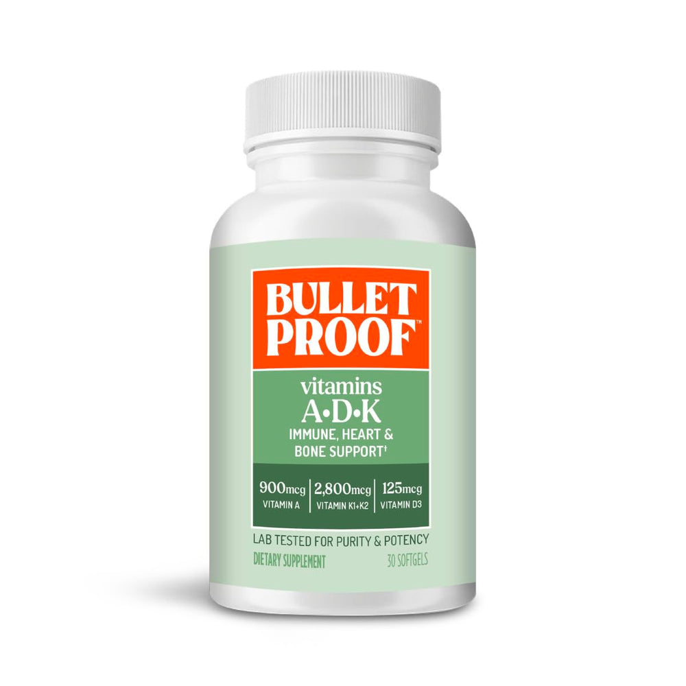 Bulletproof frasco delante mostrando el envase y beneficio de conveniencia