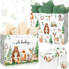 Buryeah bolsa regalo frente con diseño woodland que realza presentación