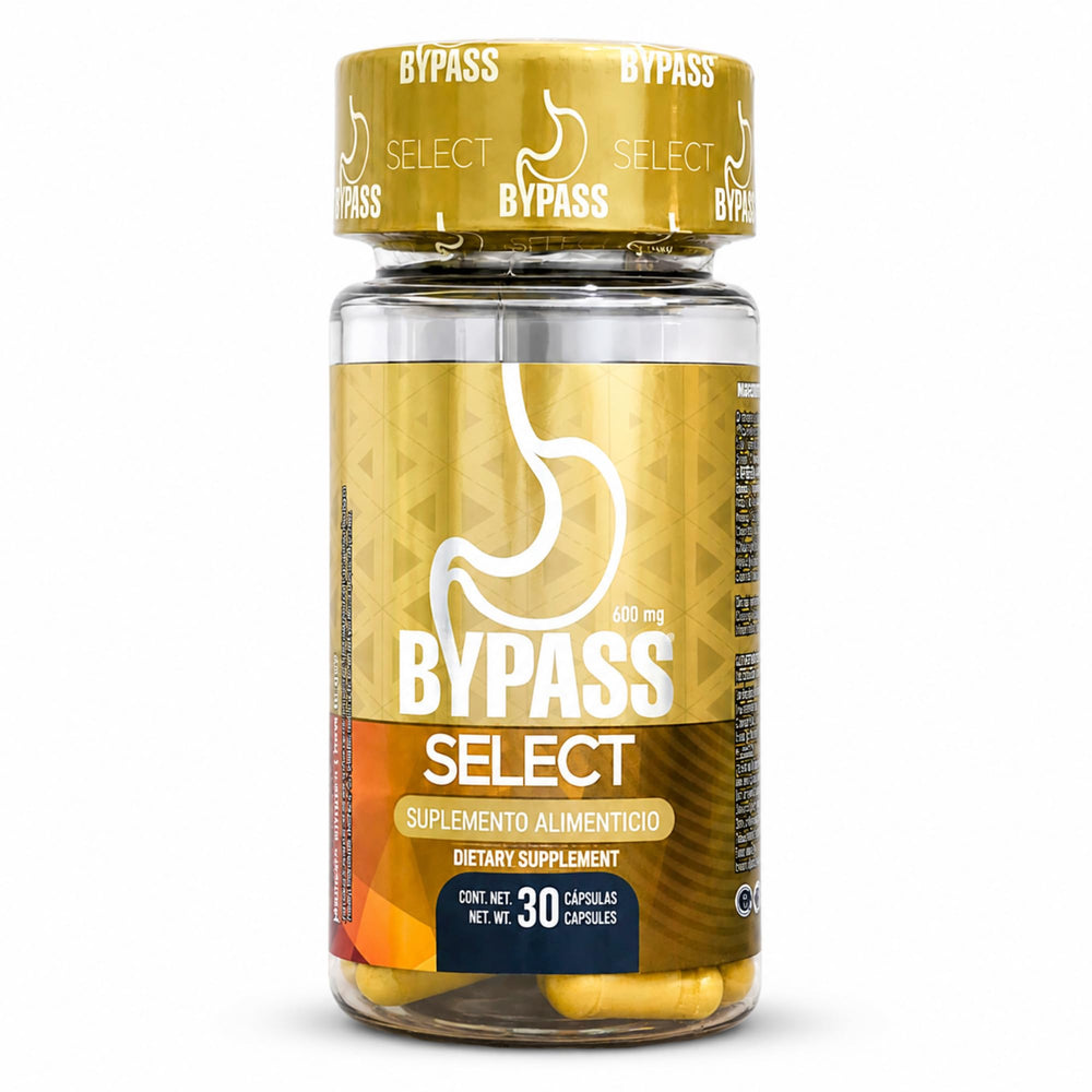 Bypass Select frasco frontal mostrando etiqueta clara y aporte de apoyo metabólico
