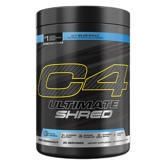 C4 envase frontal mostrando la marca y diseño para energía intensa