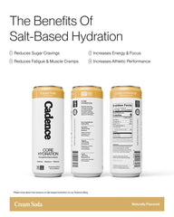 Cadence crema soda latas sobre hielo para máxima frescura inmediata