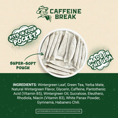 Caffeine Break pouch primer plano, textura y corte limpio