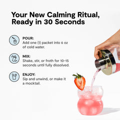Calming Co. Ü Relax etiqueta nutricional enfocada en información limpia