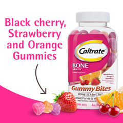 Caltrate detalle de gomita con textura visible y aspecto masticable, atractivo al paladar