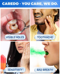 CAREDO persona cepillando dientes, mejora de higiene diaria