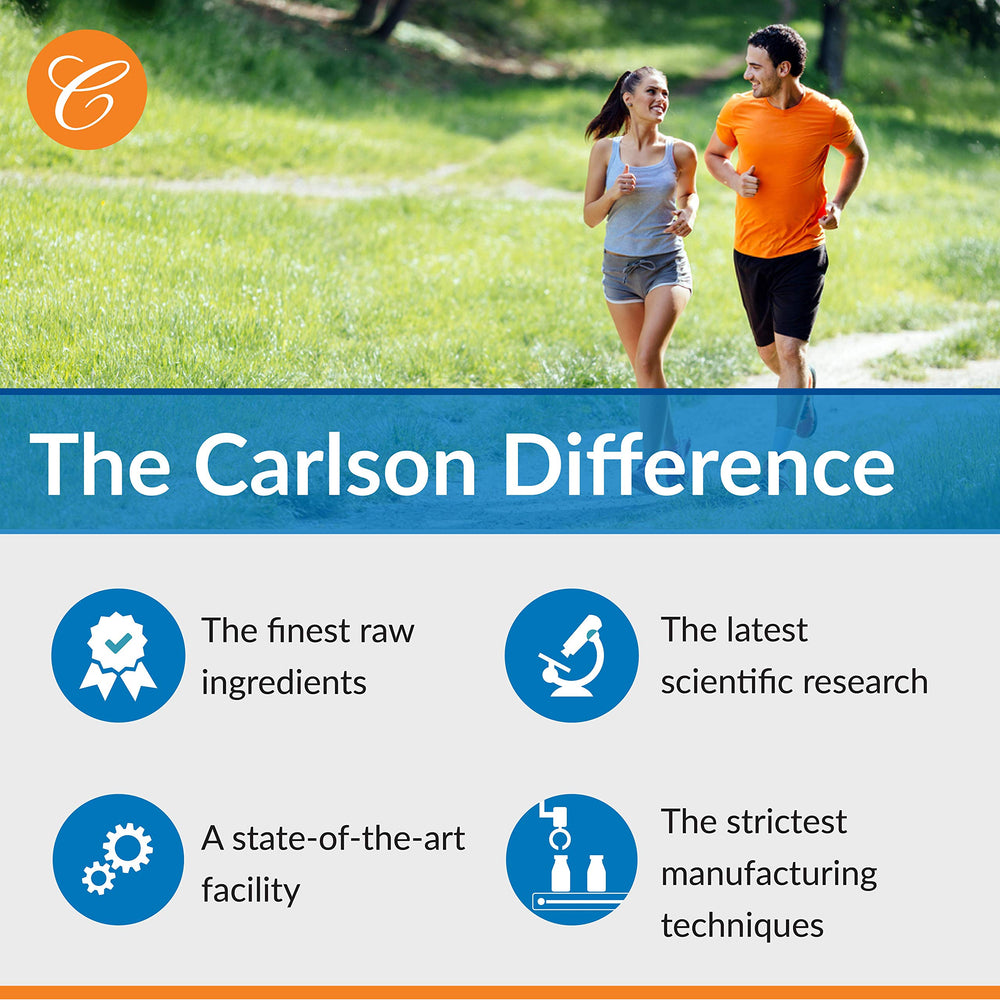 Carlson envase abierto con softgels dentro para ver cantidad y presentación