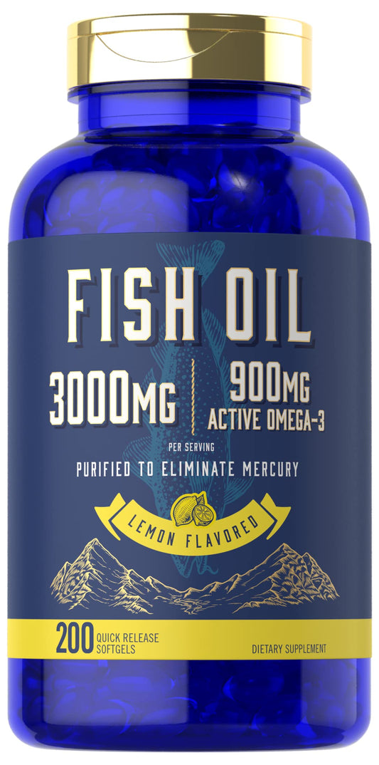 Carlyle Aceite de Pescado 3000 mg en botella, apoyo diario de omega-3.