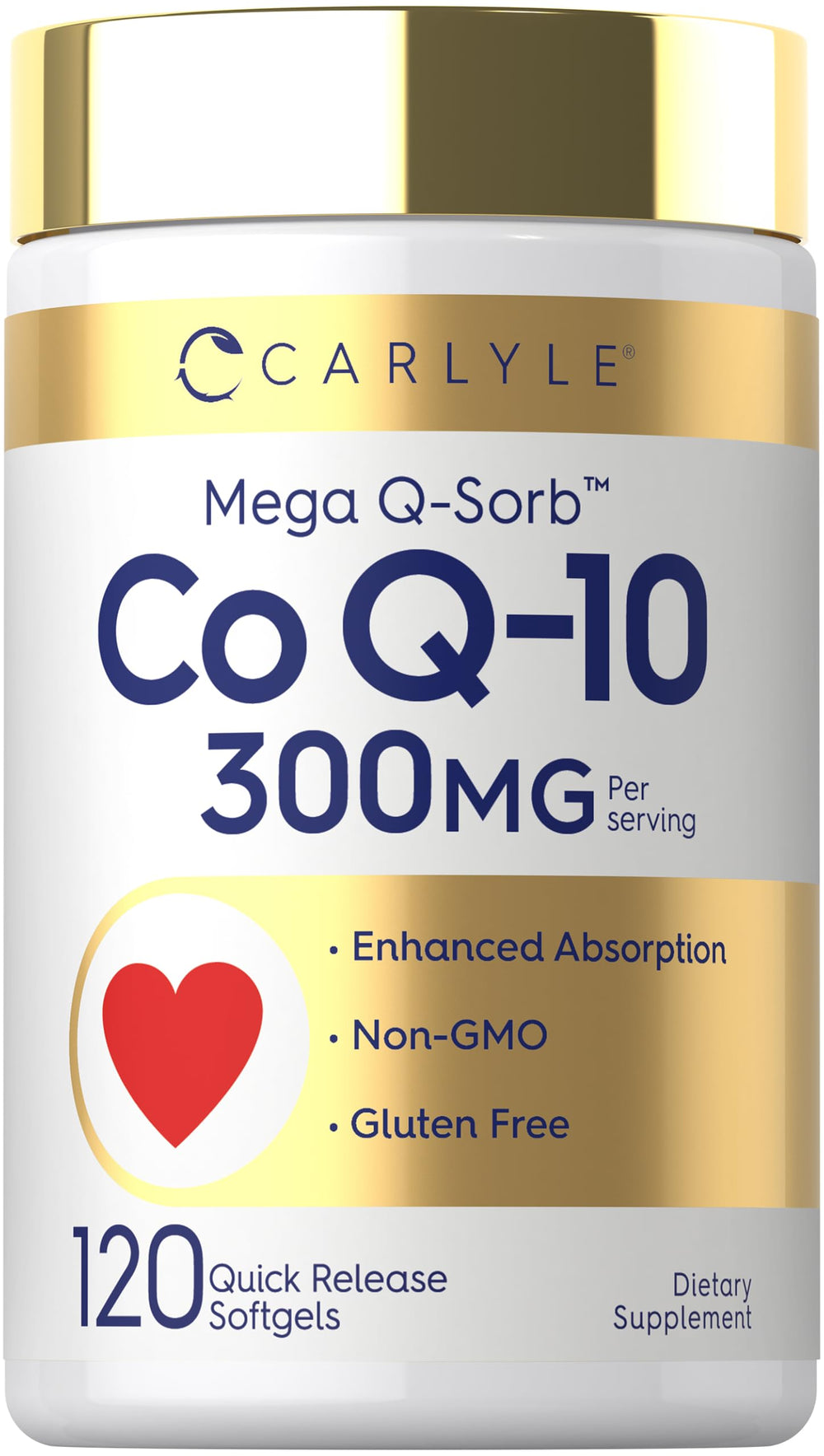 Carlyle frasco frontal mostrando 120 softgels y beneficios clave