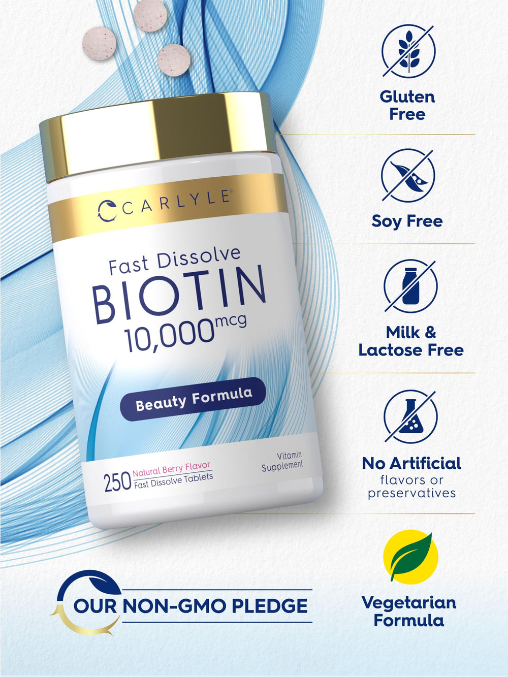Carlyle etiqueta con información nutricional visible, transparencia y pureza