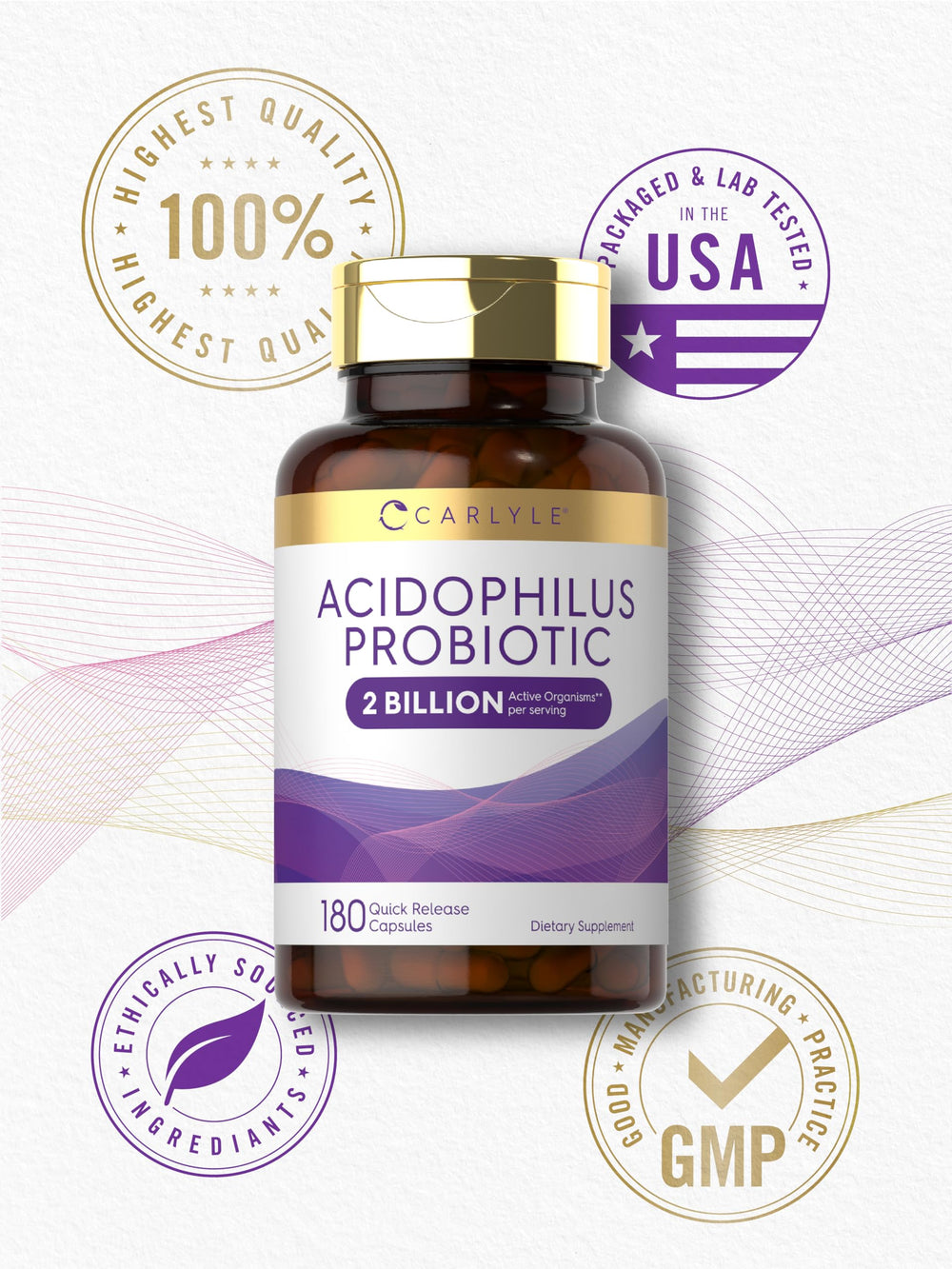 Carlyle Acidophilus: envase práctico, ideal para casa o viaje.