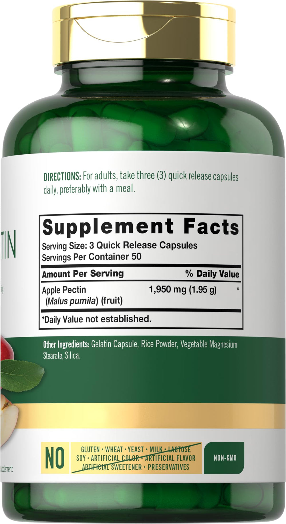 Carlyle etiqueta de ingredientes que destaca 1.950 mg y sin alérgenos
