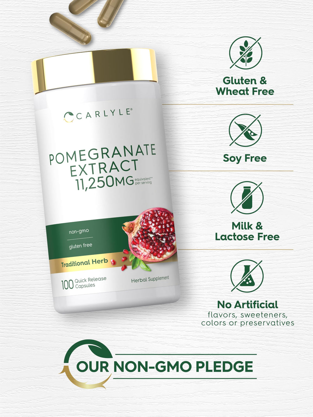 Carlyle etiqueta con datos del producto mostrando ingredientes y control de calidad