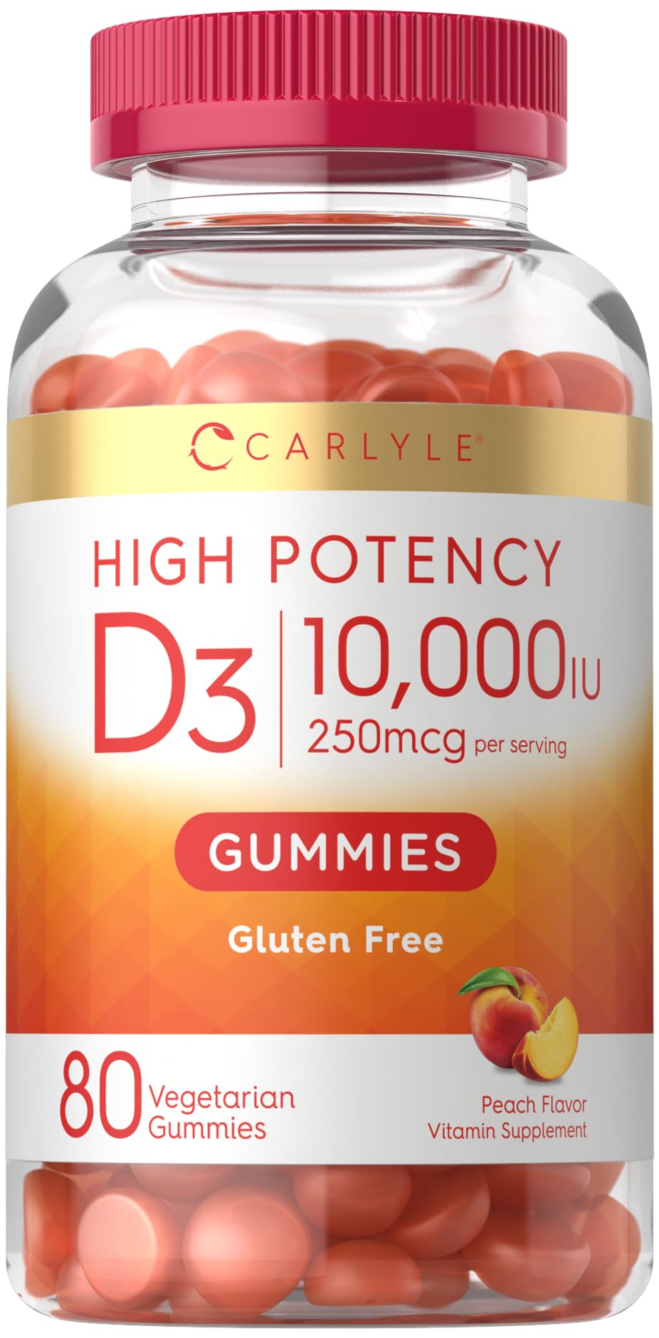 Carlyle frasco frontal mostrando vitamina D3 y beneficio de fácil identificación