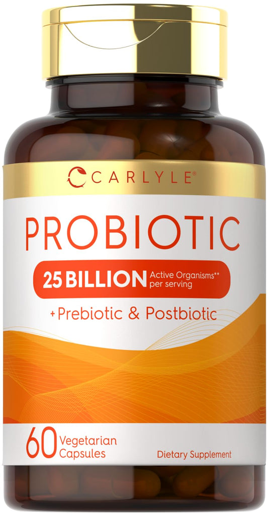 Carlyle Probiotic frasco vertido, ideal para la rutina diaria.