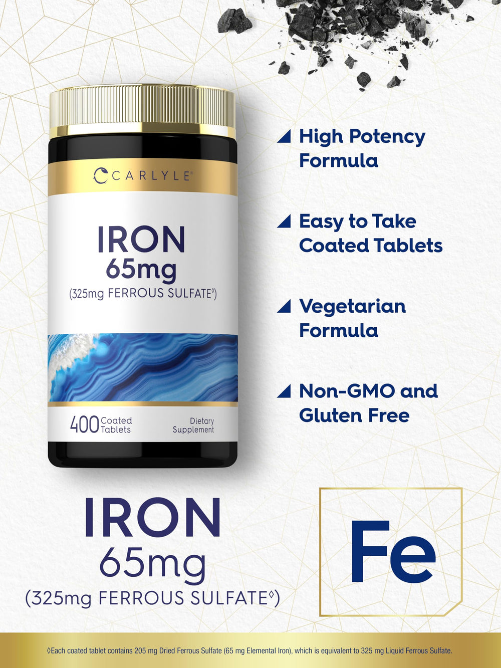 Carlyle tableta en mano mostrando tamaño y facilidad de ingestión