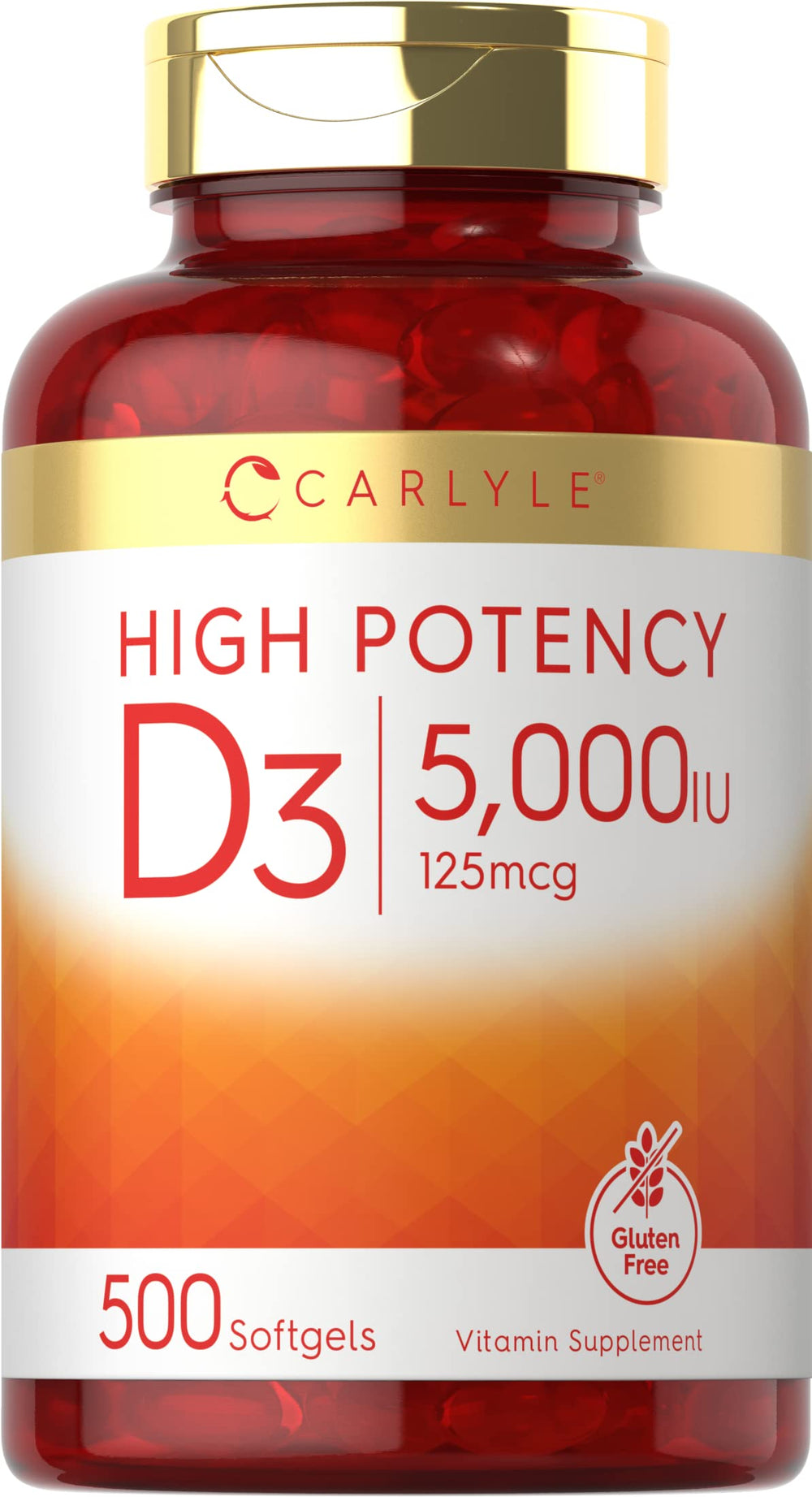 Carlyle frasco frontal mostrando presentación de 500 cápsulas, conveniencia
