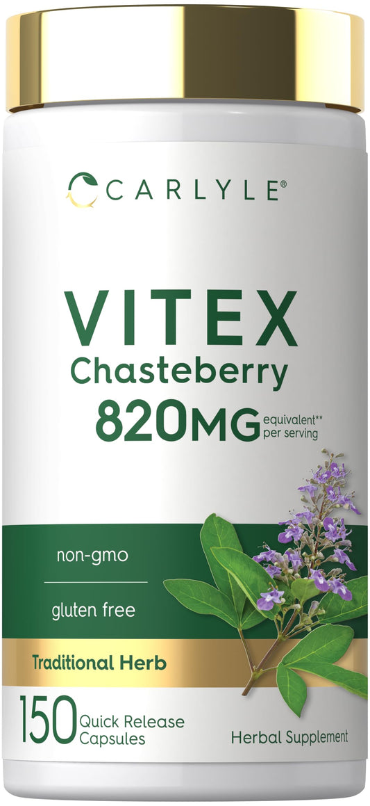 Carlyle envase frontal del suplemento vitex mostrando diseño y cantidad