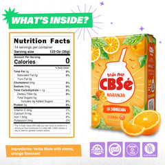 CBSÉ Yerba Mate naranja envase fácil de almacenar.