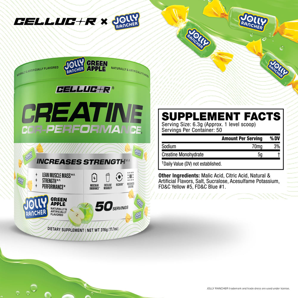 Etiqueta Cellucor con lista de ingredientes y texto de creatina monohidrato