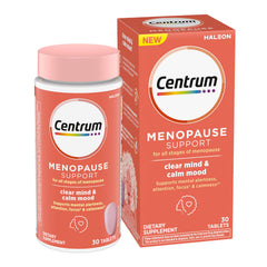 Centrum empaque frontal mostrando nombre y beneficio para concentración