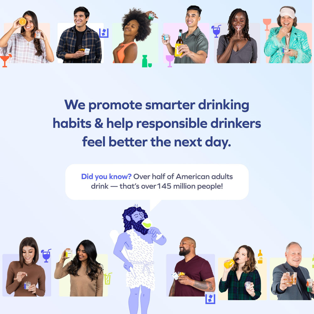 Escena de estilo de vida con Cheers Protect junto a alimentos saludables