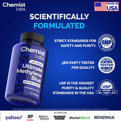 Chemist Labs cápsula azul detalle de color, demuestra dosificación precisa