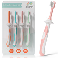 Cherish Baby Care vista frontal del pack de 4 cepillos para aprender higiene