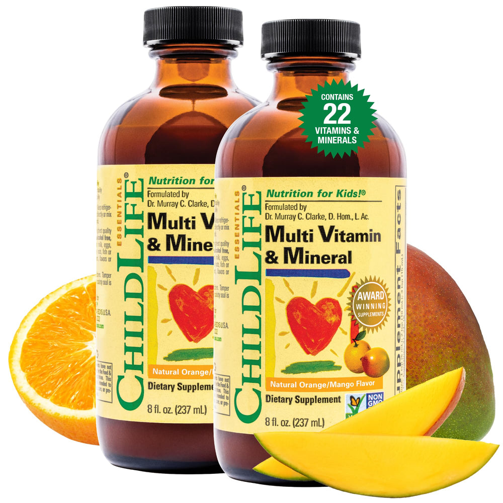 CHILDLIFE ESSENTIALS frontal del envase mostrando el sabor mango y beneficio práctico