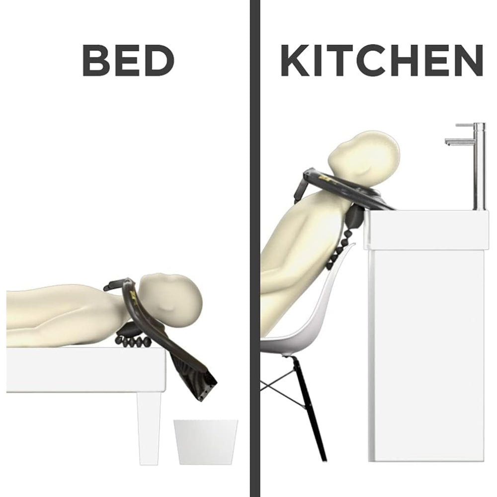 Chrome Cherry lavabo inflable en cama facilitando lavado confortable y sin derrames