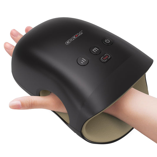 CINCOM vista frontal del masajeador de mano con diseño compacto y fácil uso