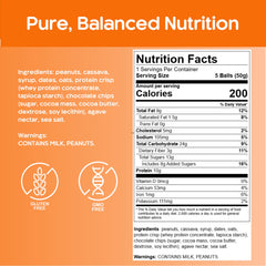 CirC bolita abierta que revela interior de dátiles y avena nutritiva