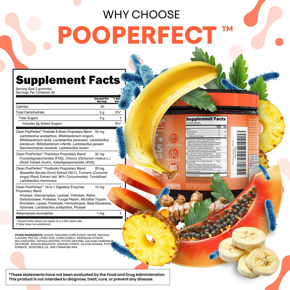 Clean Nutraceuticals etiqueta con información nutricional y lista de ingredientes