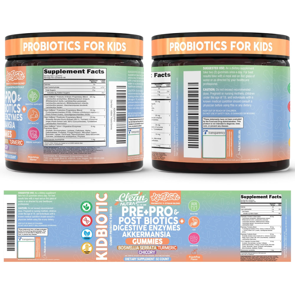 Frasco y caja Clean Nutraceuticals juntos, presentación completa del pack