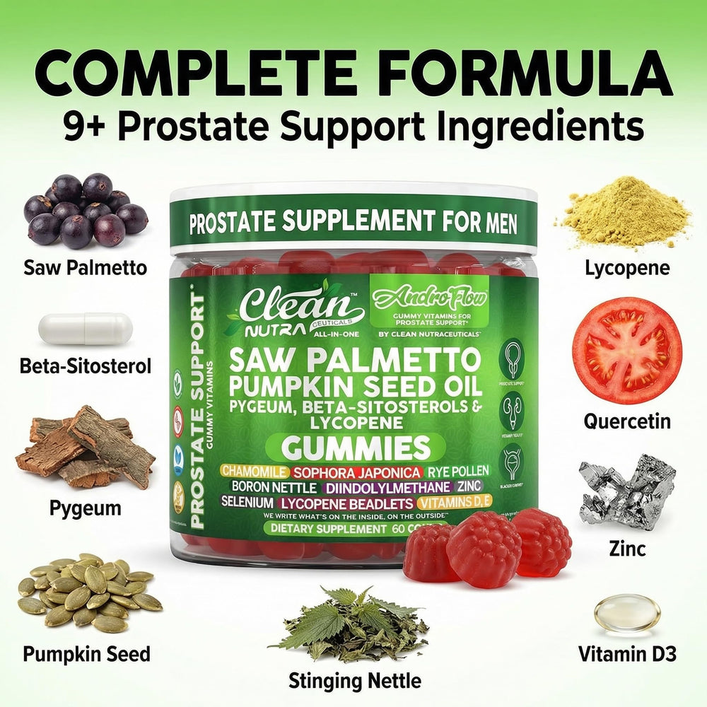 Clean Nutraceuticals: etiqueta de ingredientes resaltando saw palmetto y D3