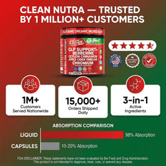 Clean Nutraceuticals botella abierta con cápsulas visibles en vista superior