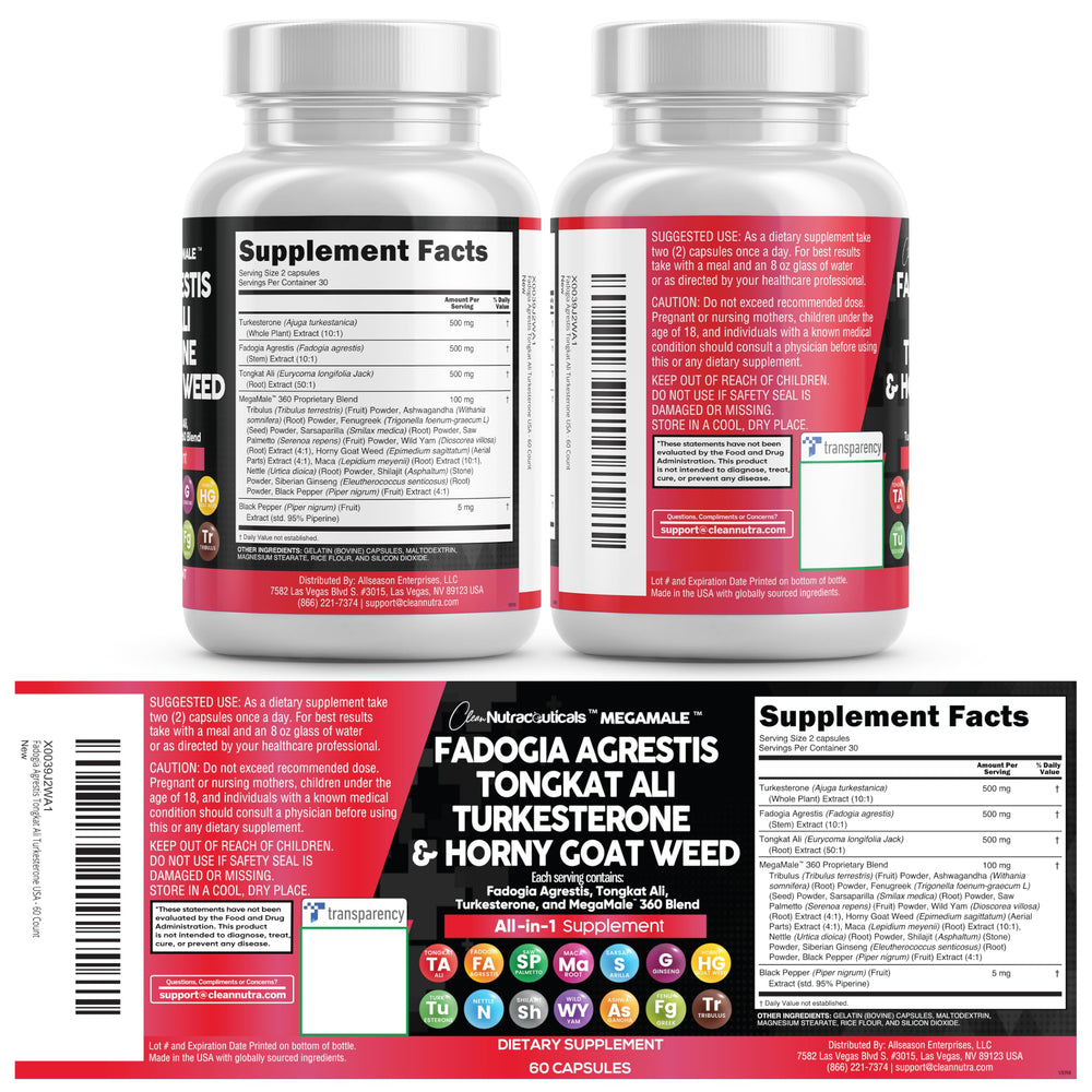 Clean Nutraceuticals closeup de tabla nutricional destacando la mezcla completa