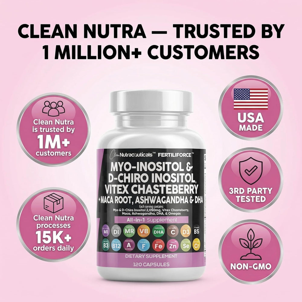 Clean Nutraceuticals botella junto a fuente de DHA ilustrando apoyo