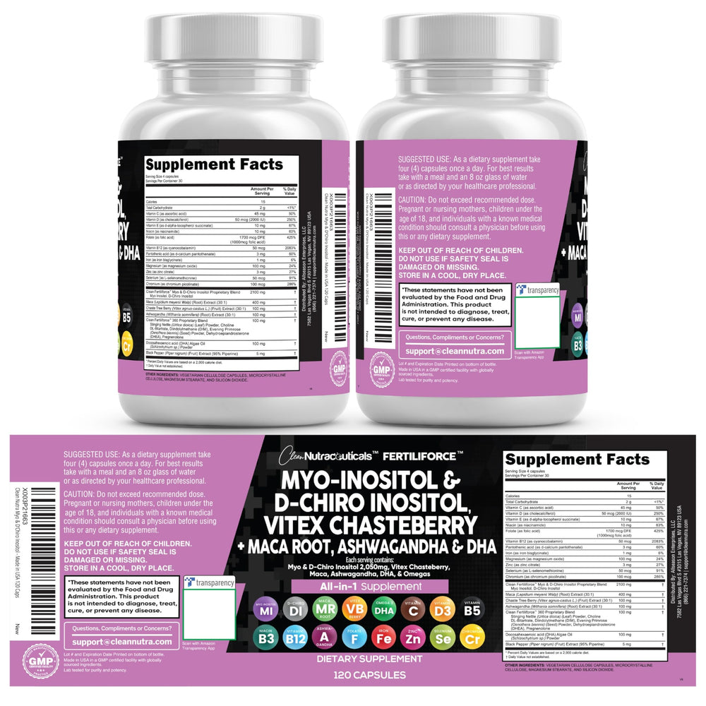 Clean Nutraceuticals caja lateral con información nutricional visible