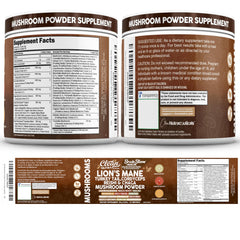 Composición de hongos y hierbas junto a Clean Nutraceuticals mostrando ingredientes clave