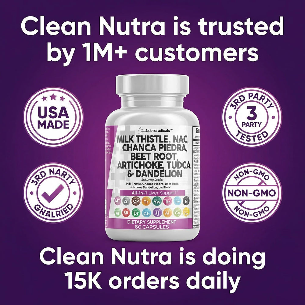 Clean Nutraceuticals cápsulas junto a vaso de agua para toma diaria