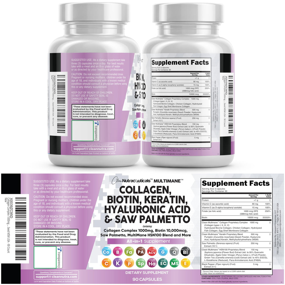 Clean Nutraceuticals frasco junto a toalla y vaso, sugiere uso diario sencillo